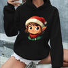Christmas Graphic Print Hoodie, Drawstring Casual Hooded Sweatshirt For Winter & Fall, Women's Clothing